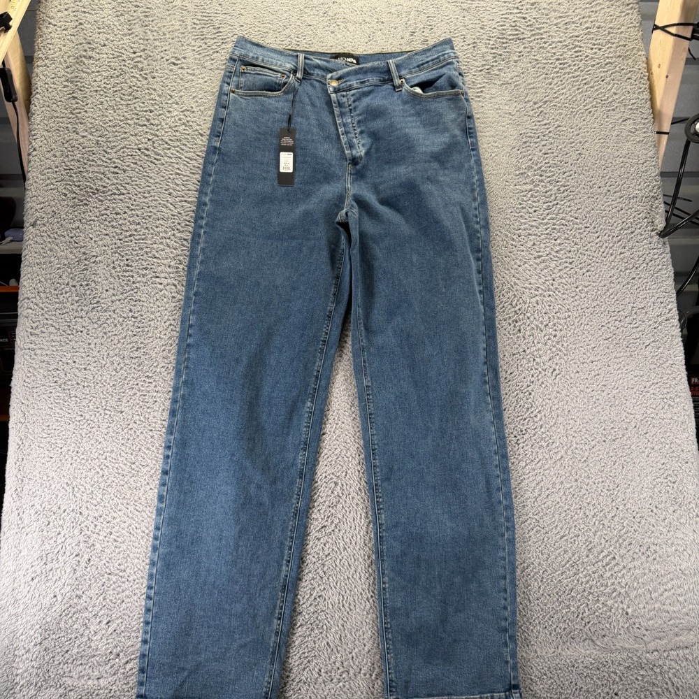 Fashion Nova Jeans Women's 14 Blue Cotton Denim Straight Travel Workwear Stretch